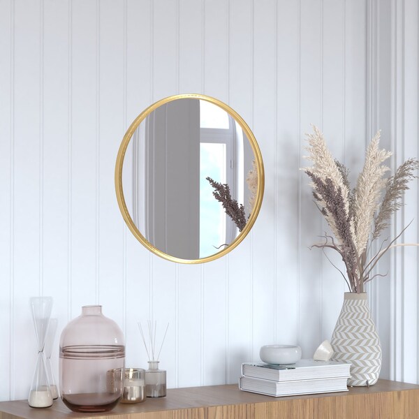 Flash Furniture 20" Round Gold Metal Framed Accent Wall Mirror HFKHD-0GD-CRE8-291315-GG - main